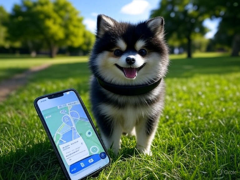 pomsky with smart collar