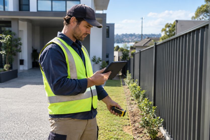 surveying the boundary of a contemporary Sydney property